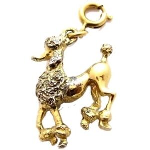 Vintage Sweet Poodle Dog Puppy Gold Plated Figural Charm Pendant Signed  Monet